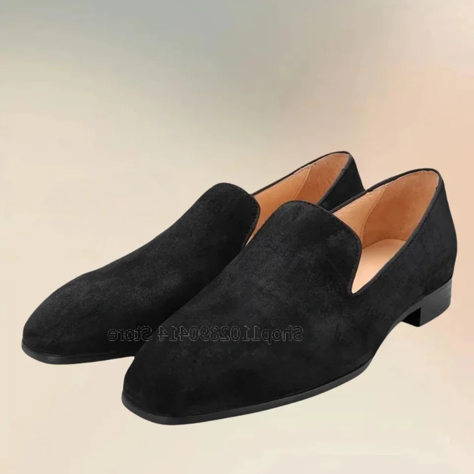 

Multi Colors Square Toe Flock Men Loafers Fashion Slip On Men Shoes Luxury Handmade Party Feast Banquet Office Men Casual Shoes