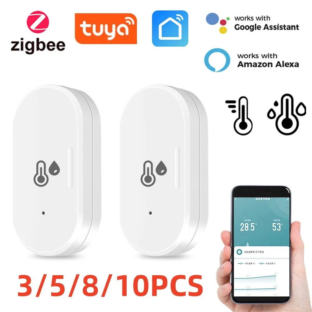 Tuya Zigbee Temperature And Humidity Sensor Need Zigbee Gateway Hub Smart Home Indoor Hygrometer Alexa Google Voice Control