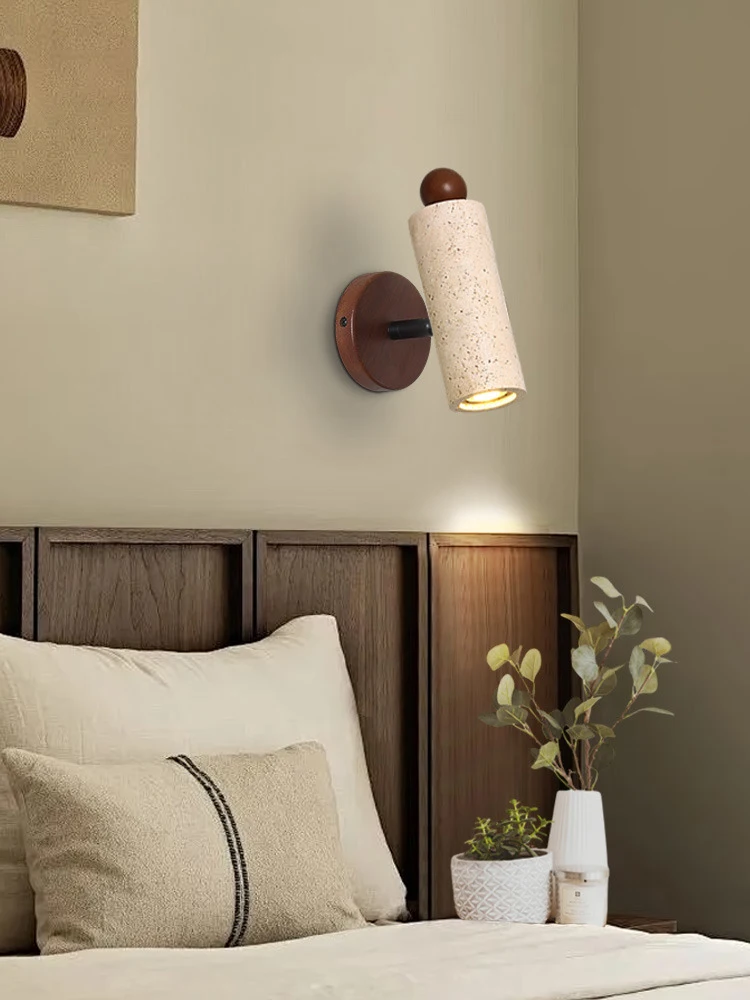 Imagem -04 - Led Rotatable Spot Wall Lamp Bedroom Bedside Reading Light Stone Spot com Aall Switch Estudo Luminária Noz Log Madeira Cor