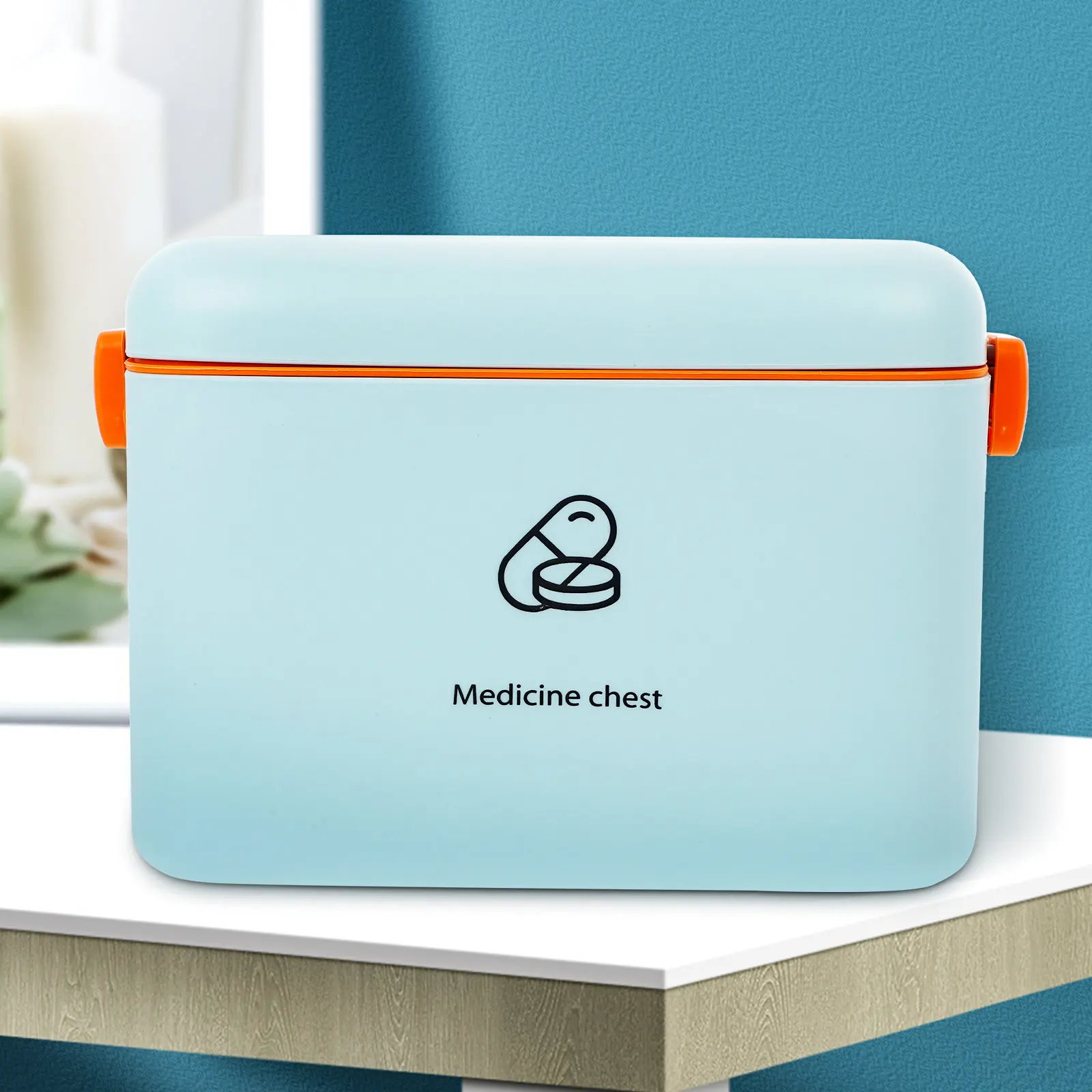 

Large Capacity Medicine Box with Handle Double Layer Design Portable First Aid Kit for Pills Cosmetics Nail Tools Storage