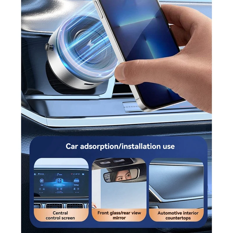 15W Wireless Charging Intelligent Mobile Phone Holder Magnetic Vacuum Adsorption Car Wireless Fast Charging