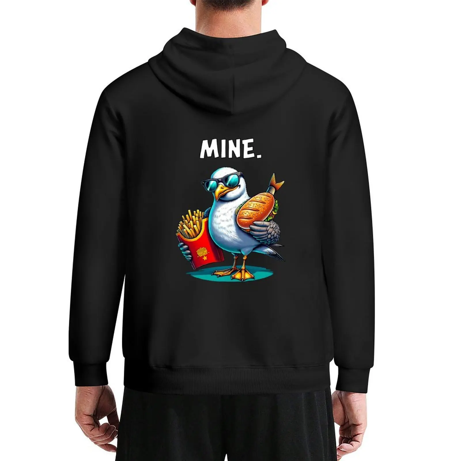 

Mine. Saying – Funny seagull with fries and fish sandwich Hoodie men's clothes men's sweat-shirt mens hoodies