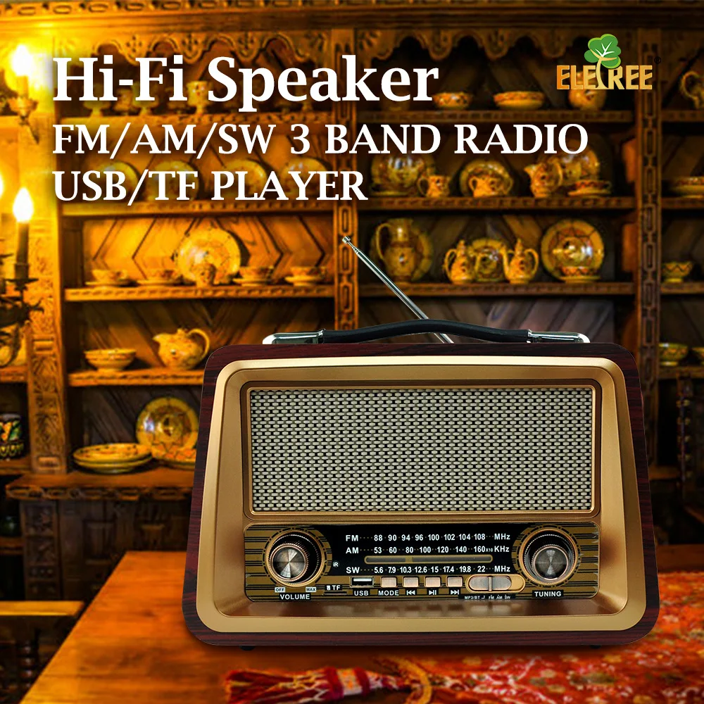 

R-2066BT Wooden Vintage FM/AM/SW трехдиапазонный MP3 Play Bluetooth-динамик, портативная карта, деревянная коробка, радио, звуковая система