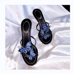 Butterfly Open Toe Sandals Strappy Slingback Hollow Fashion Stiletto Heels Slippers Summer Dress Party Comfort Daily Shoes