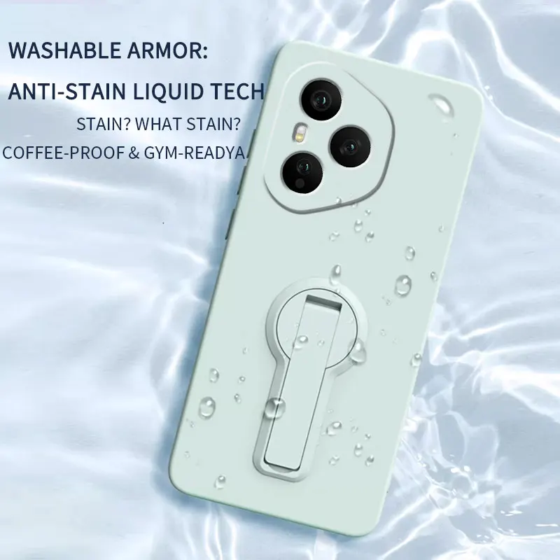 Case for Honor 400 Pro Liquid Silicone Stand Holder Soft Phone Skin Cover for 400 Lite 300 Ultra Upgrade Shockproof Back Funda