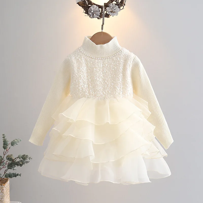 

Girls Sweet Princess Skirt Autumn 2024 Winter New Base Sweater Fluffy Skirt Cake Skirt Piled and Thickened Solid Casual