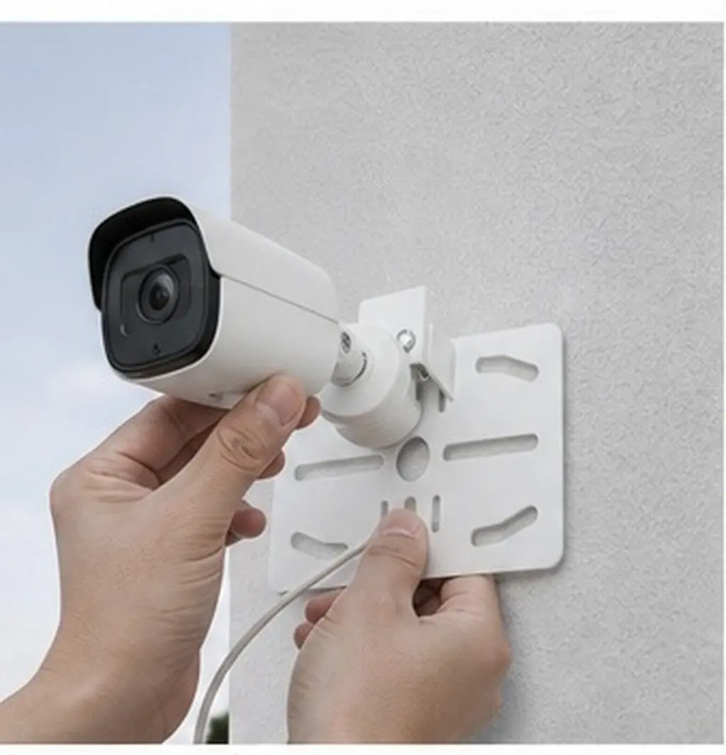 Universal Cctv Camera Bracket Steel Security Camera Pole Mount Adapter Weatherproof Outdoor Indoor Surveillance Monitoring