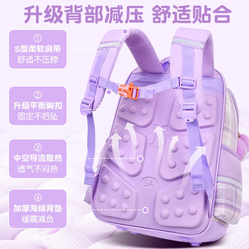 Sanrio Kulomi's new cartoon schoolgirl schoolbag, cute jade cinnamon dog ridge protection, large-capacity children's backpack.