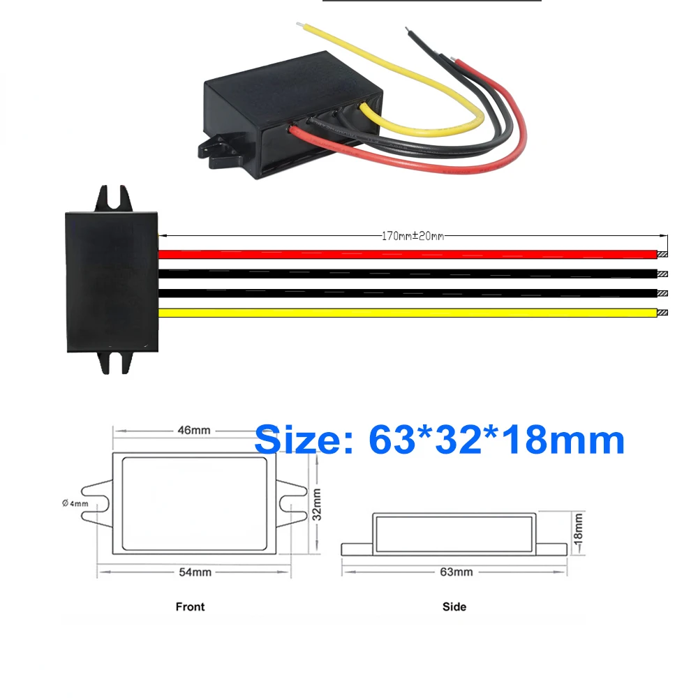 6V to 12V 5-11V to 12V 3A-10A DC-DC Transformer Step Up Power Supply Voltage Regulator Converter Car Booster Module for Car LED