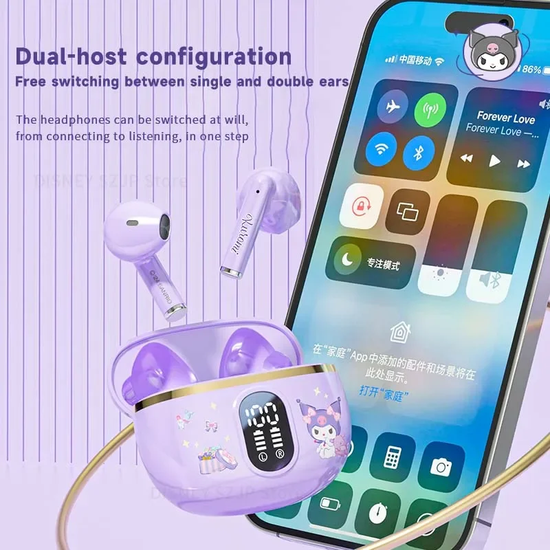 Sanrio BL48 TWS Earbuds Kuromi Bluetooth Earphones Hello Kitty Wireless Headset Cinnamoroll Sport Noise Reduction Game Headphone