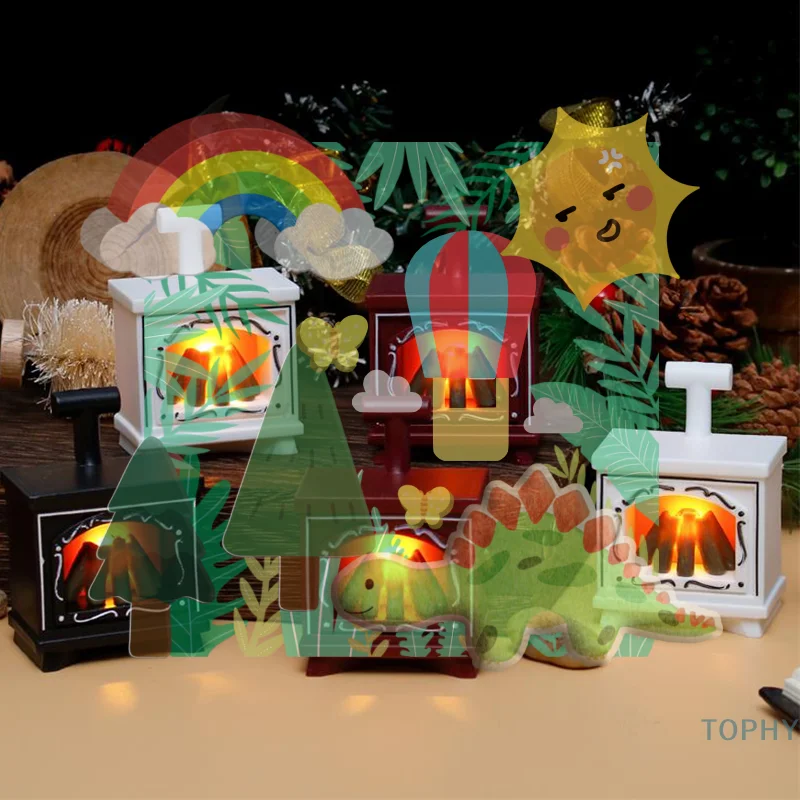 

Миниатюрная модель камина со светодиодной подсветкой; Аксессуар для микроландшафта; Игрушка для кукольного домика; Уникальное украшение для дома и подарок;