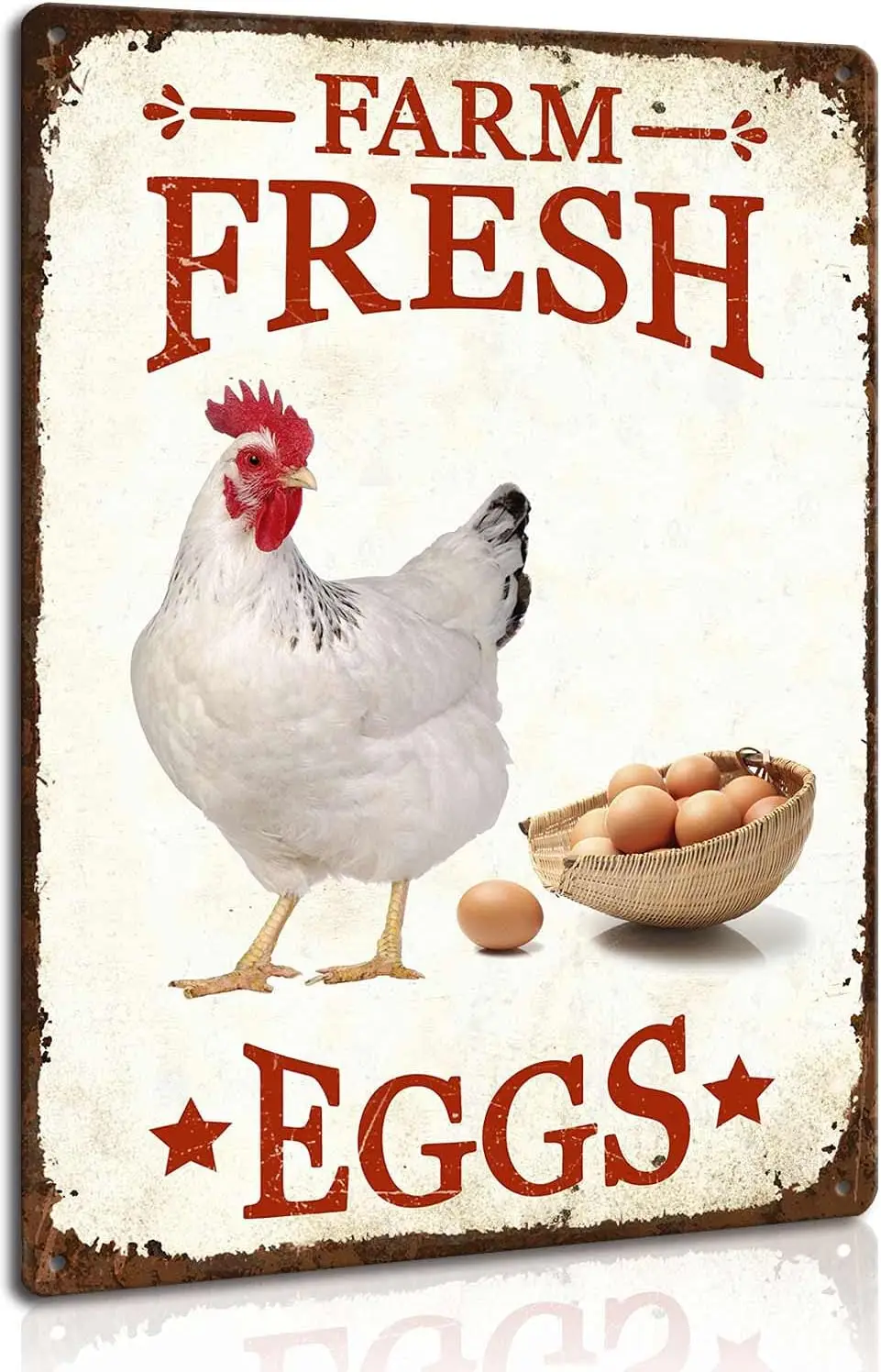 Vintage Metal  Sign   - Farm Fresh Eggs Retro Chicken Coop Plaque Poster Vintage Farmhouse Decor   Sign Yard Signs