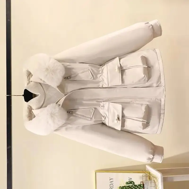 Vêtements d'extérieur ajoutant velours et épaississement loisirs dames manteau Parka d'hiver ample 2025 tempérament polyvalent femmes coton rembourré