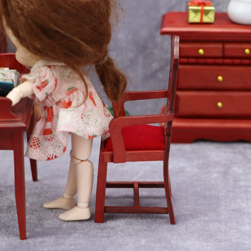 2 قطعة كرسي خشبي صغير دمية الأثاث كرسي مصغر مجموعة ديكور المنزل دمية اكسسوارات لعشاق DIY بها بنفسك