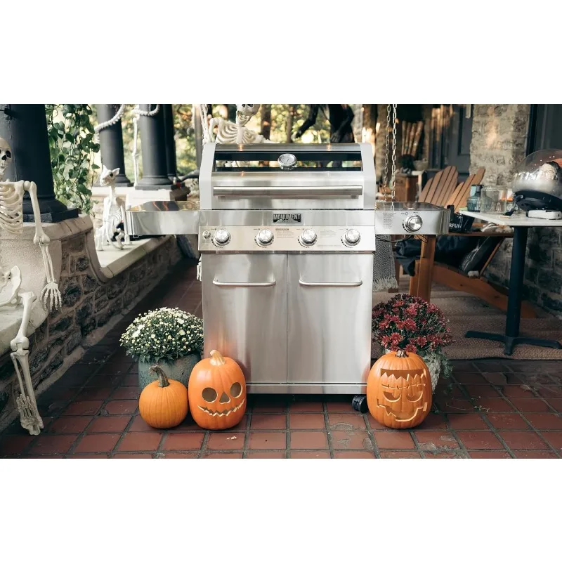 شوايات تذكارية أكبر قابلة للتحويل 4 شواية غاز طبيعية خزنة من الفولاذ المقاوم للصدأ شوايات البروبان، أدوات تحكم LED