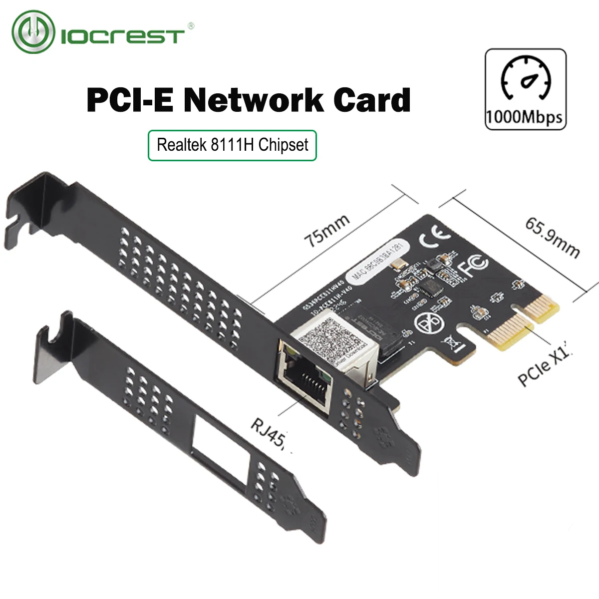 IOCREST Однопортовый гигабитный чип Ethernet Realtek PCI Express Lan контроллер карта RTL8111H PCIe сетевой адаптер с RJ45 NIC