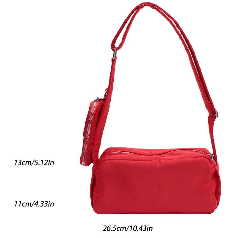 2024 New Women\'s Bags Korean Red Simple Niche Casual Sports Versatile Nylon Cloth Toast Single Shoulder Strap Armpit Letter Bag