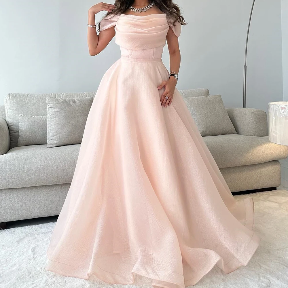 

Elegant Party Dresses Woman Off the Shoulder Short Sleeves Organza A-Line Floor Length Pleats Sweep Train Quinceanera Gowns 2024