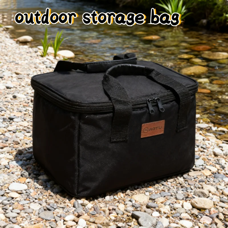 Outdoor Storage Bag Portable Picnic Set Pot Gas Tank Anti-Collision Self Driving Camping Cutlery Bag Multifunctional Storage Bag