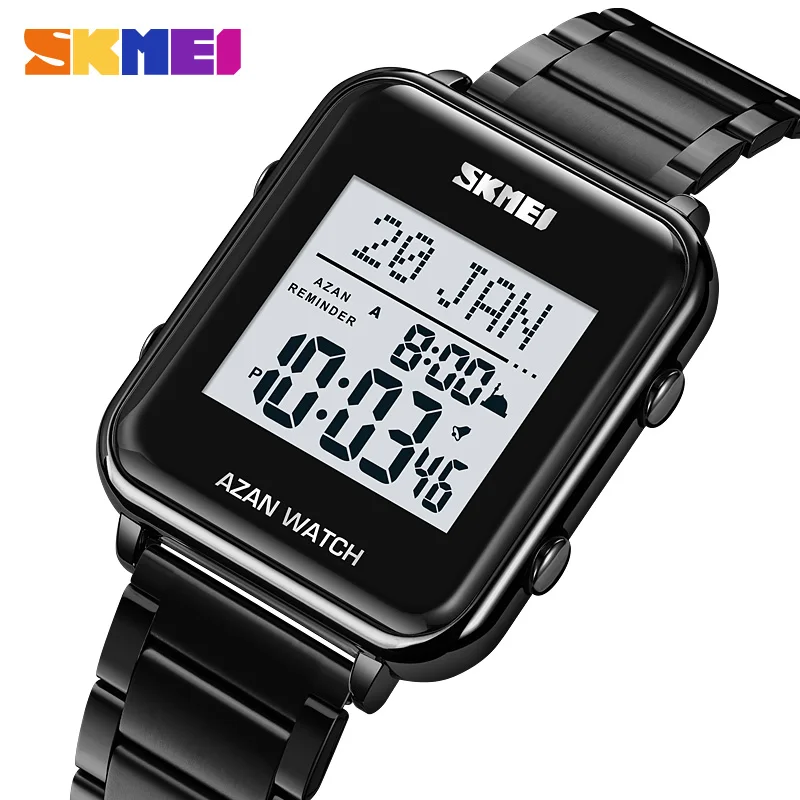 SKMEI Muslim Azan Digital Watches Men's Watch For Men Prayer With Qibla Compass Adhan Alarm Hijri Islamic Wristwatches Clock