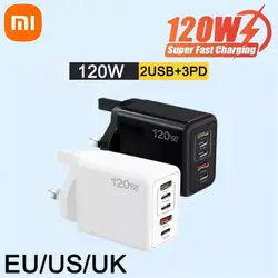 Xiaomi 120W Travel USB Charger Fast Charging Type C EU/US Plug 4 Ports Mobile Phone Adapter Quick Charger 3.0 for iPhone Samsung