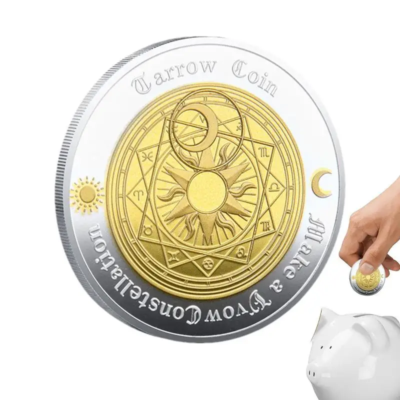 Divination Tarot Coin Sun Moon Double Side Challenge Coins For Home Bedroom Book Shelf Decoration Art Craft Gift Supplies