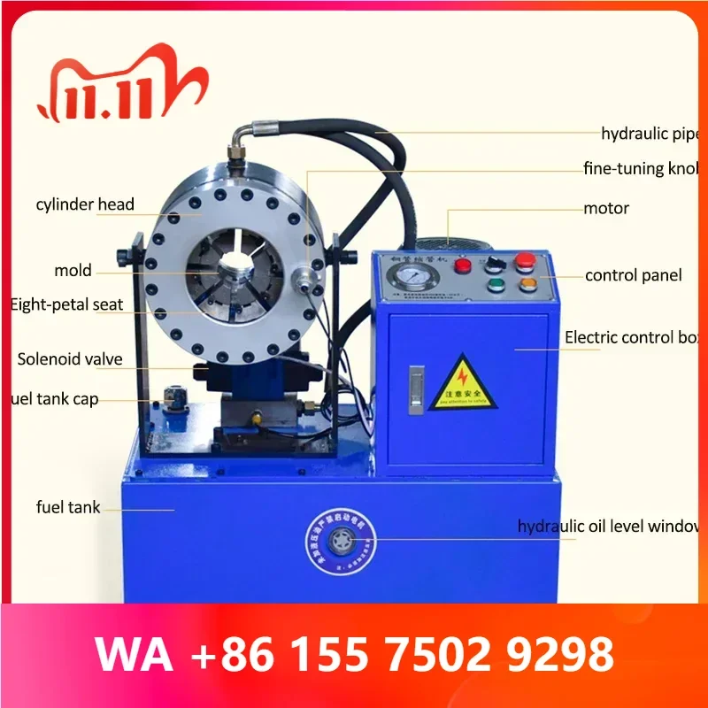 Small Steel Pipe inking hine High Pressure Oil Pipe Crimping hine Hydraulic Compression Port Round Pipe hine