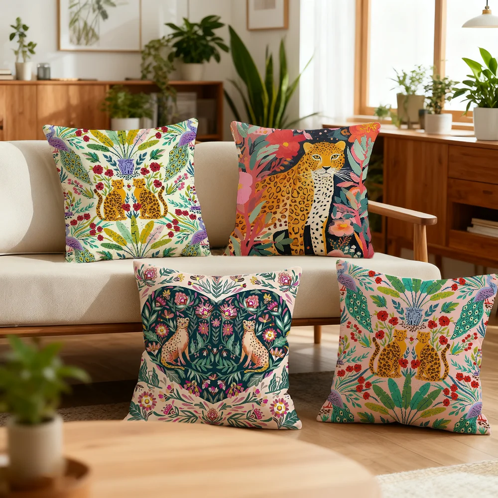 Flower leopard print art jungle cushion cover Decoration Room Car Home Office Coffee Pillow Sofa Printing Nordic Simplicity Hit