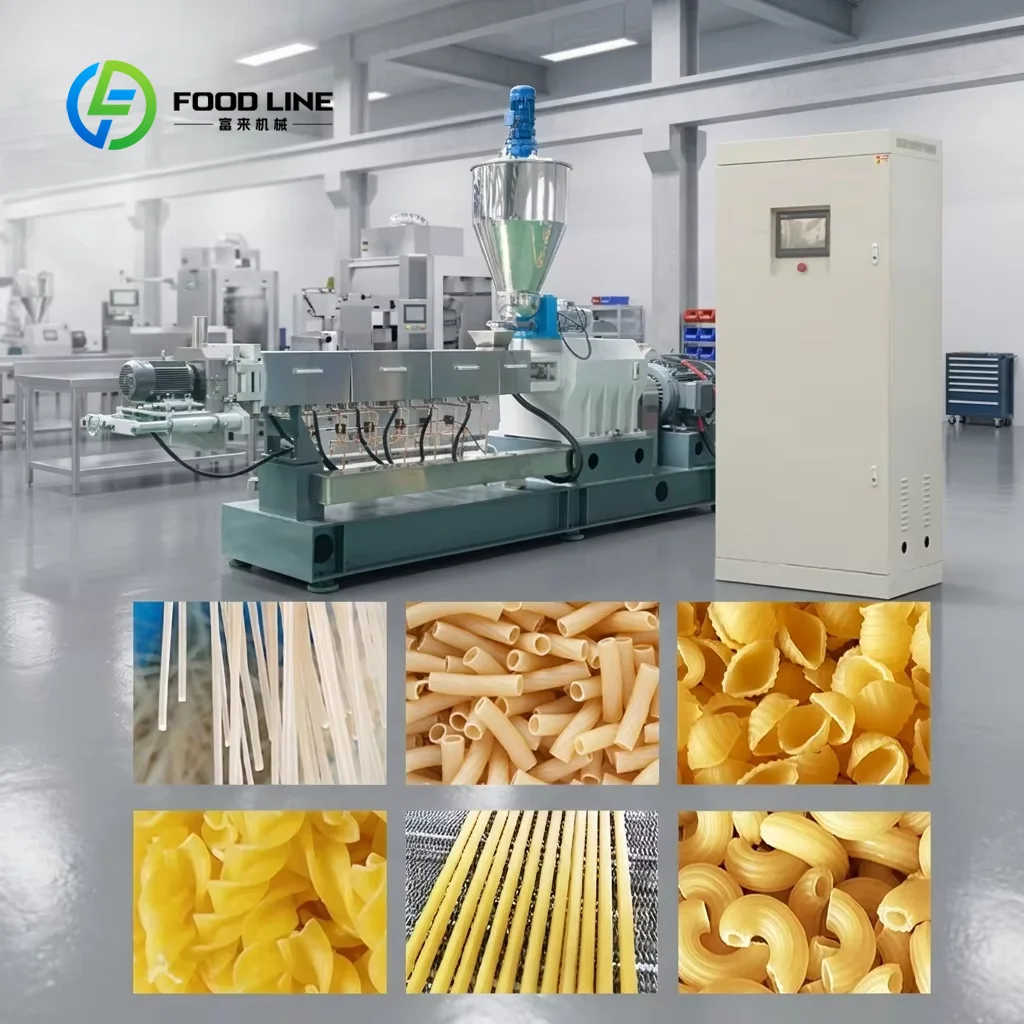 Commercial Automatic Pasta Making Machine, Custom Industrial Extruder Line for Macaroni and Spaghetti Processing