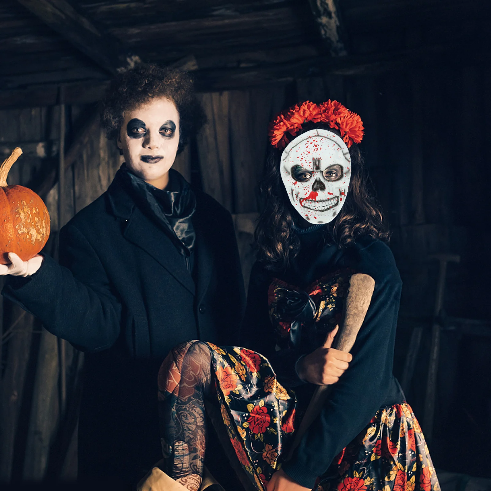 

1pc Skull Mask Halloween Realistic Bloodstain Scary Cosplay Party Masquerade Full Face Mask For Adults Costume