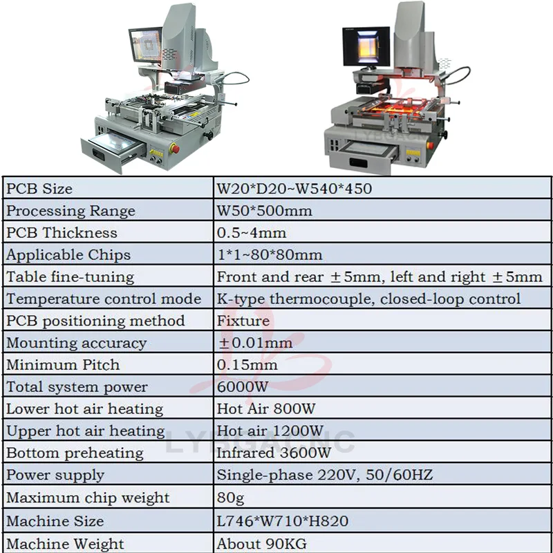 BGA Rework Station RW-SV-650A For Computer Server Reworking High-End Circuit Board Color Optical System Built-In Vacuum Pump220V