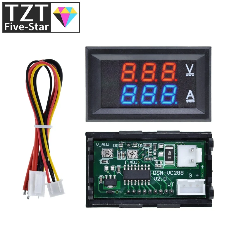 TZT DC 0-100V 10A Digital Voltmeter Ammeter Dual Display Voltage Detector Current Meter Panel Amp Volt Gauge 0.28\