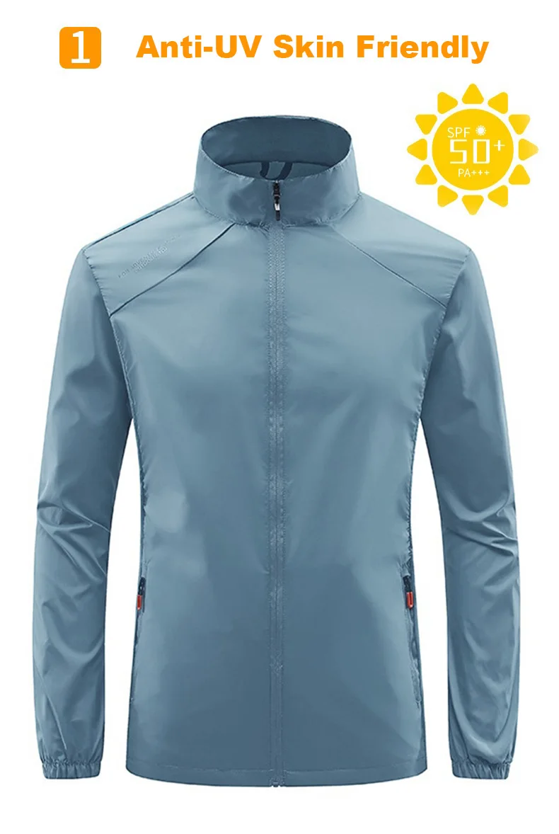 Sommer Neue männer Sonnenschutz Haut Mantel Leichte Atmungsaktive Eis Seide Stehkragen Sonnencreme Jacke Outdoor Camping Jakcet – Detail 6