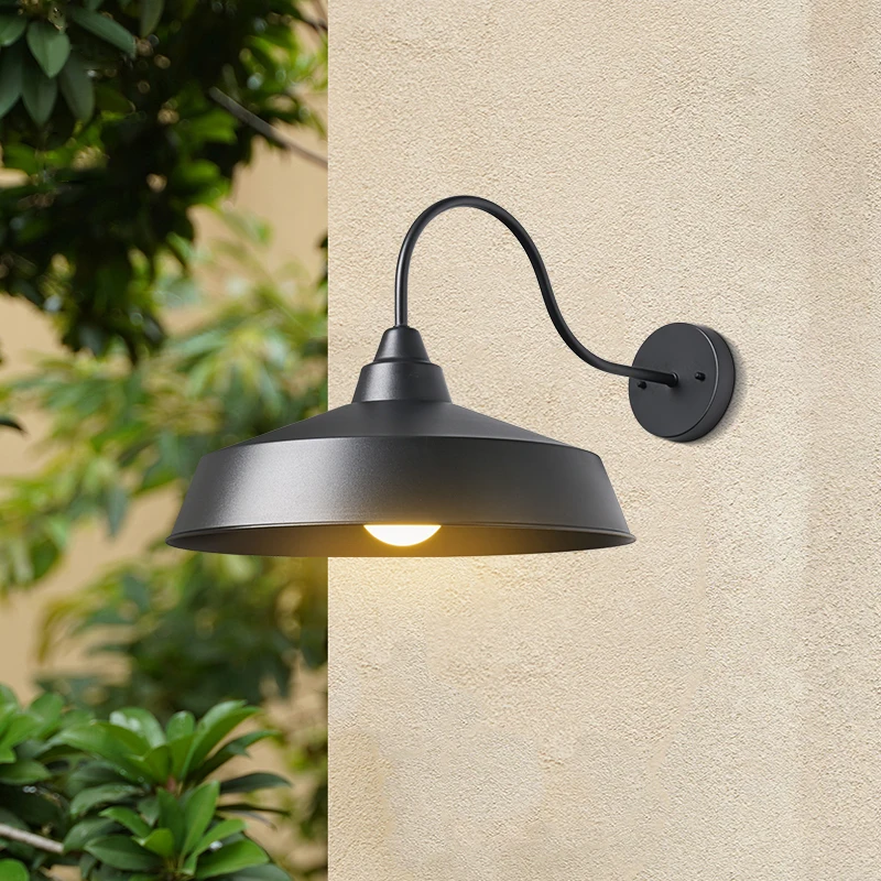 

Outdoor wall lamp waterproof courtyard exterior wall lamp American simple creative rainproof pot cover horn door balcony wall la