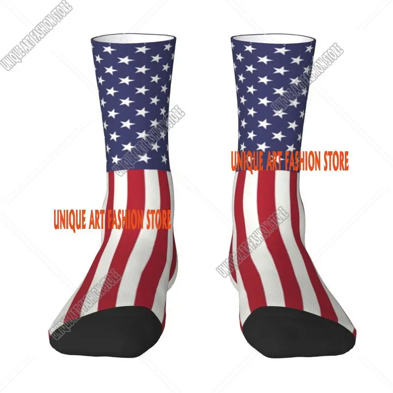 Novelty Mens America USA Flag Dress Socks Unisex Comfortable Warm 3D Print American Eagles Crew Socks