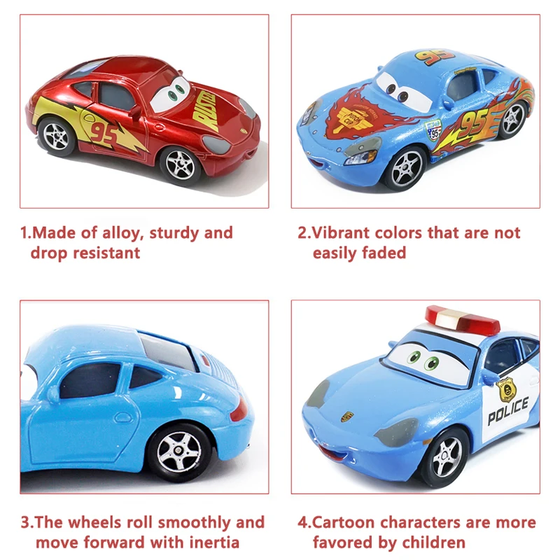 Cars Toys Sally Carrera Police Red Plated Version Lightning McQueen Couple Version Alloy Diecast Toy Car image 3