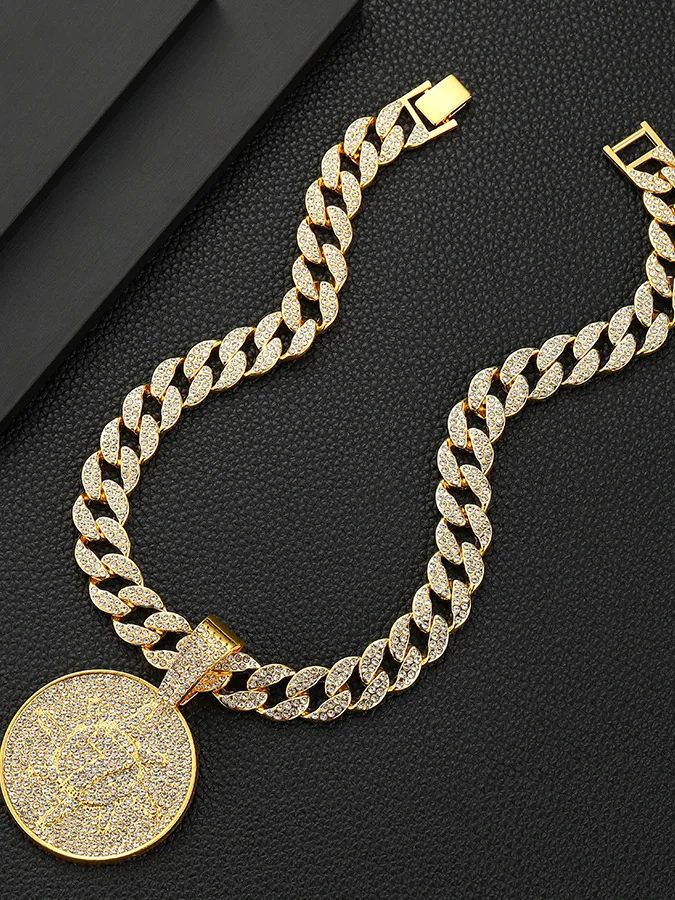 Large Hip Hop Custom  Mens Iced Out Pendants Cuban Link 20mm Chain Medals Necklace Hiphop Jewelry