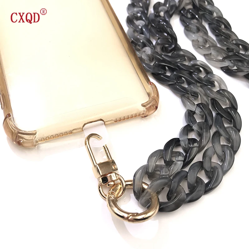 120cm Bevel Design Anti-lost Phone Lanyard Rope Neck Strap Colorful Portable Acrylic Cell Phone Chain Accessories Gifts Outdoor