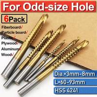 6Pcs/Set 3mm 4mm 5mm 6mm 6.5mm 8mm HSS Ti Titanium Coated Step Drill Bit Woodworking Metal Hole Cutting Saw Tool Boring Auger 