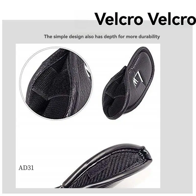 

New-12Pcs Golf Club Covers, Golf Head Covers Set Black Golf Iron Headcovers Protection Accessories For Most Golf Club