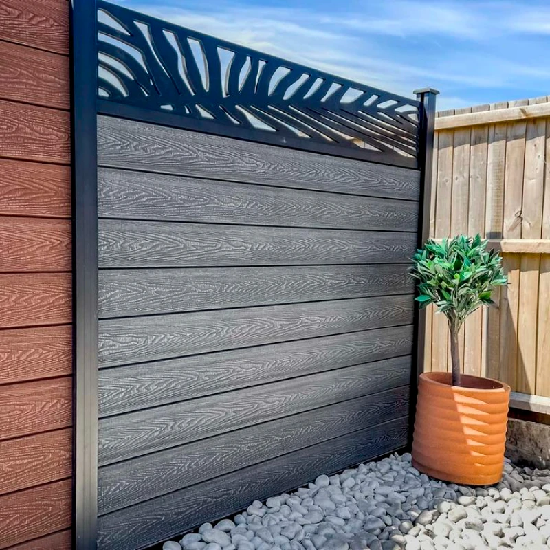 

Panels Fence for Grass cement land Fence 6x6ft Aluminium Frame WPC Wood Composite Privacy Slat Fence Panels Pillar Decorative