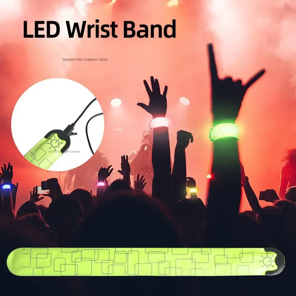 Buitensporten Nachtlopen Fietsen Armband LED-licht USB-oplaadharnas Arm Been Waarschuwing Polsbandje Outdoor Gereedschap