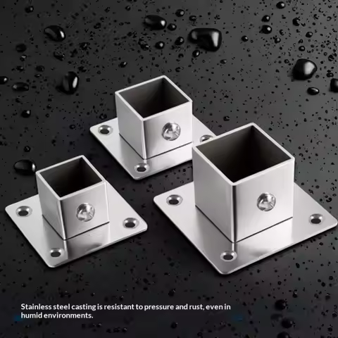 NEW 1/2 Sets Flange Base Stainless Steel Square Tube Connector Tube Outer Dia. 25/30/35mm Elbow Corner Joint Fence Rail Clamps