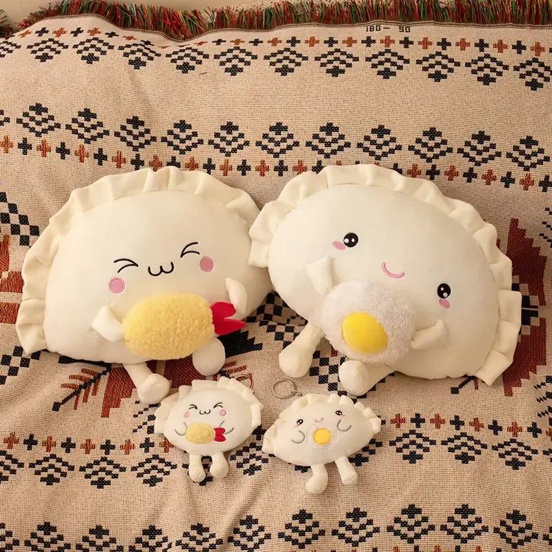 35cm Cute Dumpling Plush Pillow Funny Fried Food Egg Shrimp Dumpling Plushie Kawaii Stuffed Toys Soft Hugging Gifts for Kids