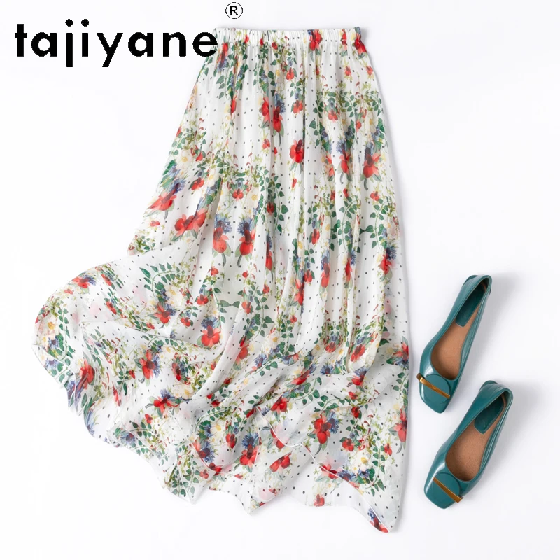 

TAJIYANE 100% Real Mulberry Silk Womens Skirts Summer Clothes Long Skirt 2024 Women Trending Fashion Beach Skirt Топ С Юбкой