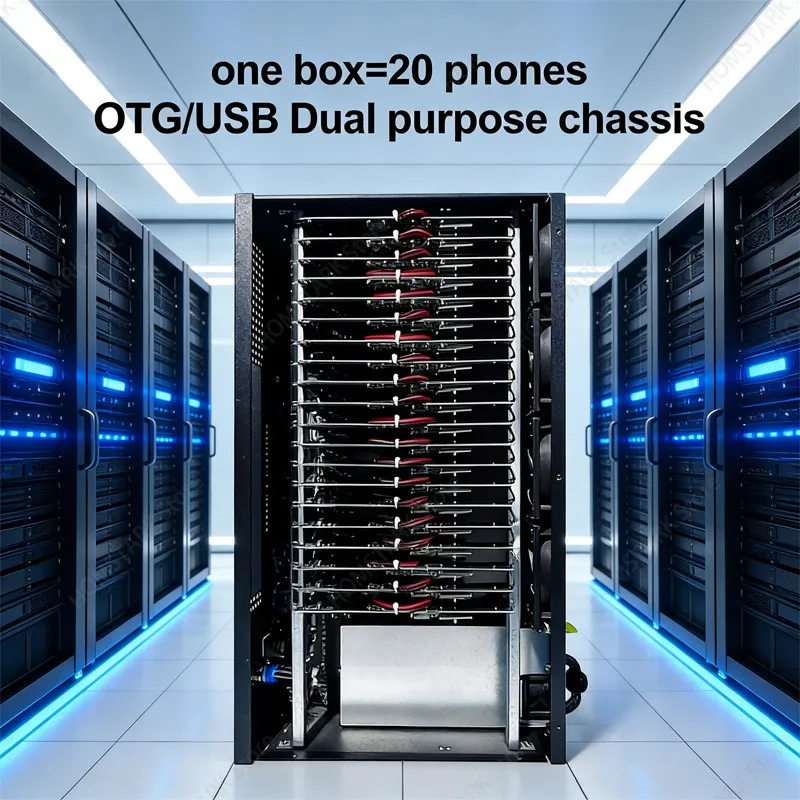 20‑Port Mobile Farm Chassis, Hive‑Management System 4‑8GB RAM 8‑64GB ROM for Cloud‑Control Multi‑Device Equipment Accessory