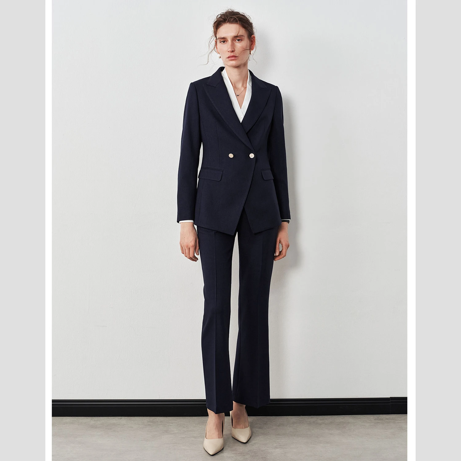 Allingentle Women's 2 Piece Set Peak Lapel Two Button Blazer Fashion Women Pantsuit for Office Outfits Customize