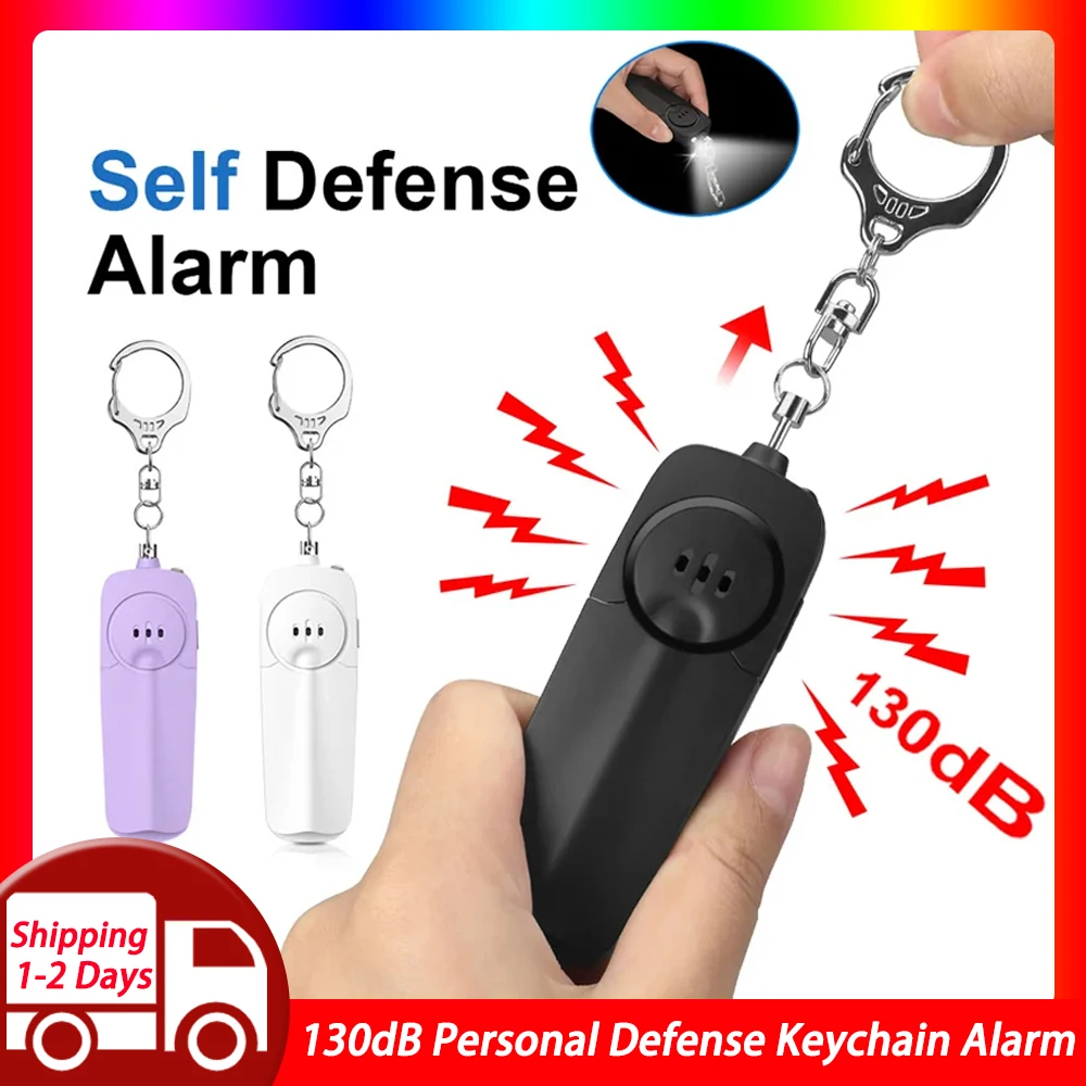 130dB Loud Personal Defense Keychain Alarm  Self Defense Alarm Portable Emergency Alarm For Women Kid With LED Light