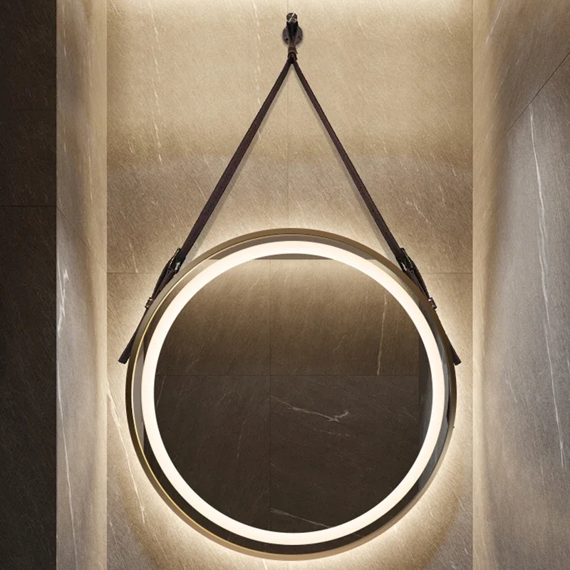 Full length Mirror Light Makeup Large Bedroom Changing Body Full body Led Bathroom Mirror Round Long Espejo Gold Decorative
