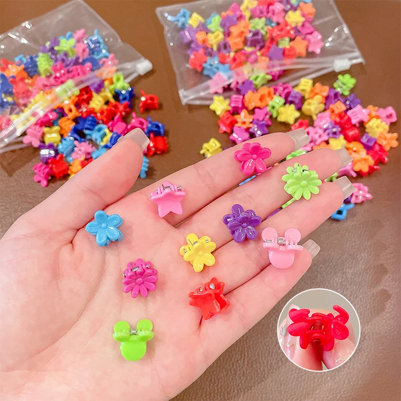 Girs Cute Colorful Flower Star Crown Small Hair Claws Lovely Hair Decorate Claw Clips Hairpins Kids Sweet Hair Accessories